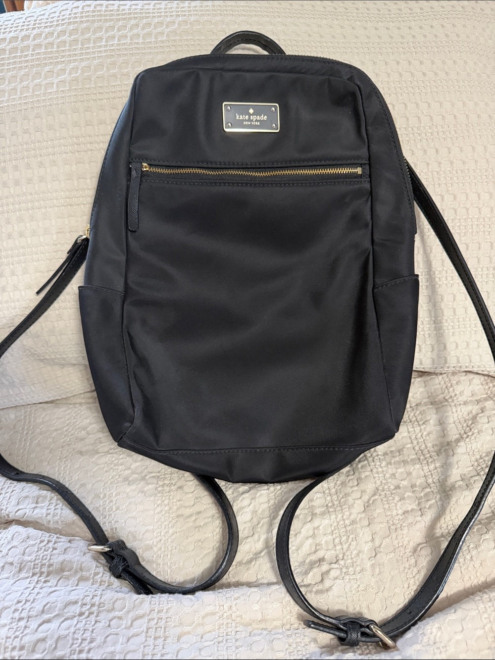 kate spade Black Nylon Backpack with Gold Hardware